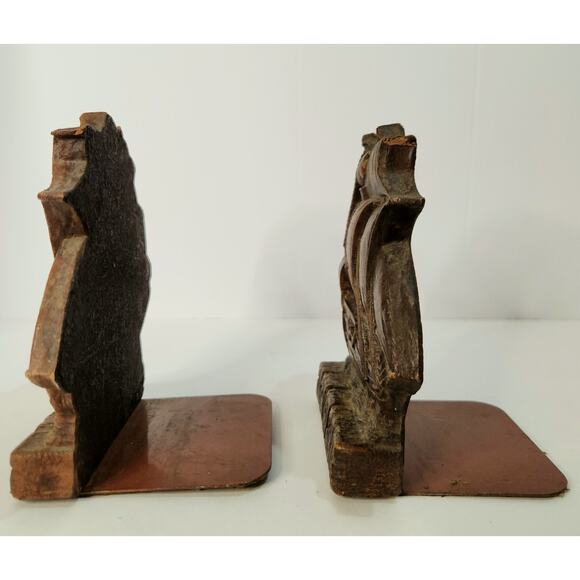 Vintage Nautical Ship Bookends Pair Sailing Galleon Rustic Brown 6" - Picture 2 of 6